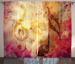 Colorful Notes Composition Curtain