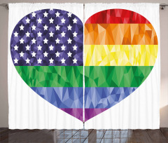 Heart Gay Flag Rainbow Art Curtain