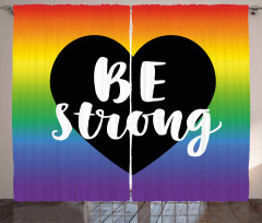 Be Strong Slogan Heart Curtain