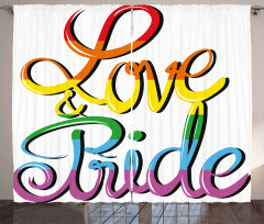 Love Text Rainbow Colors Curtain