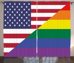 Flag USA Rainbow Colors Curtain