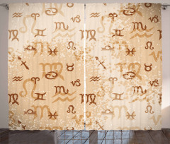 Zodiac Signs Grunge Curtain