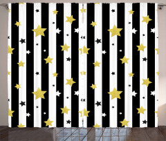 Vertical Lines Stars Curtain