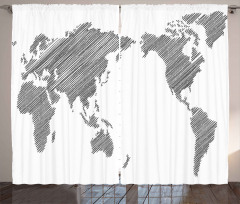 Sketchy Continents Curtain