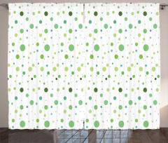 Green Toned Polka Dots Curtain