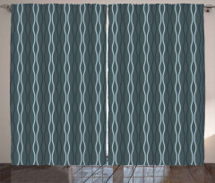 Under the Sea Wave Lines Curtain