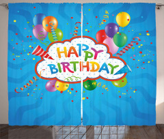Greeting Text Party Hats Curtain