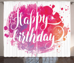 Watercolor Birthday Text Curtain