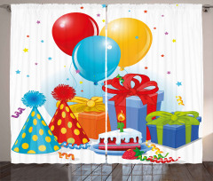 Pie Hats Presents Ballons Curtain