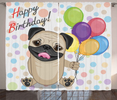 Birthday Pug Dog Curtain