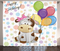 Baby Cow and Balloons Curtain