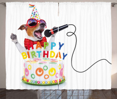 Birthday Music Dog Curtain