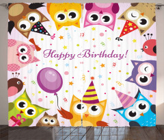 Birthday Party Owls Curtain