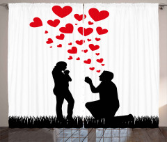 Proposal Hearts Curtain