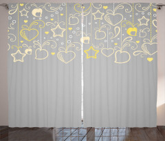 Grey Swirl Hearts Curtain