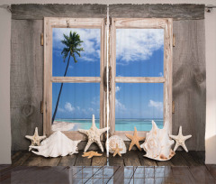 Seashells Starfish Palms Curtain