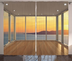 House with Mountain Ocean Curtain