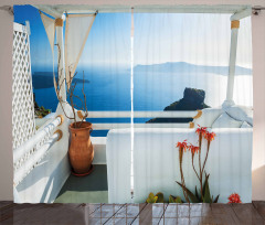 Sunset Santorini Island Curtain