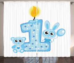 Boys Party Cake Candle Curtain