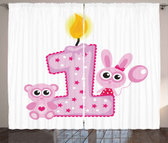 Girls Birthday Bunnies Curtain