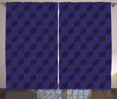 Indigo 3D Paint Cubes Curtain