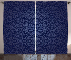 Blue Floral Old Design Curtain
