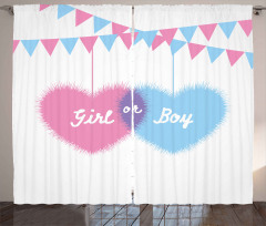 Girl Boy Hearts Flags Curtain
