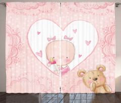 Girls Baby Teddy Bear Curtain