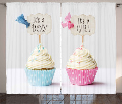Boy Girl Cupcakes Curtain