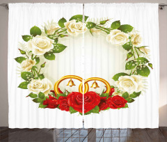 Roses Wedding Rings Curtain