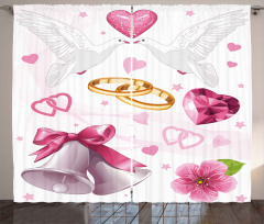 Wedding Rings Hearts Curtain
