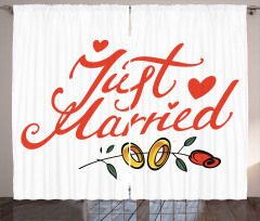 Just Married Rose Rings Curtain