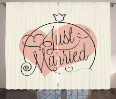 Just Married Tulip Heart Curtain