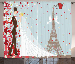 French Couple and Hearts Curtain