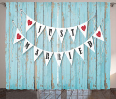 Just Married on Wood Door Curtain