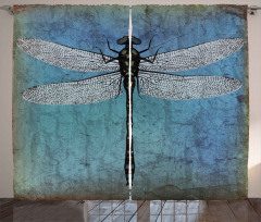 Dragonfly Bug Turquoise Curtain