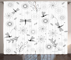 Dragonfly Floral Curtain