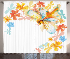 Vintage Spring Dragonfly Curtain