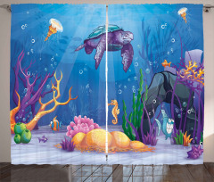 Underwater World Cartoon Curtain