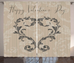 Valentine's Day Taupe Curtain