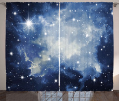 Blue Galaxies Curtain