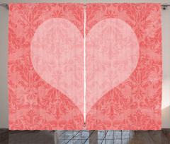 Pink Heart Damask Curtain