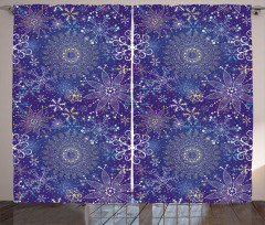 Snowflakes Xmas Art Curtain