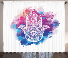 Watercolor Hamsa Art Curtain