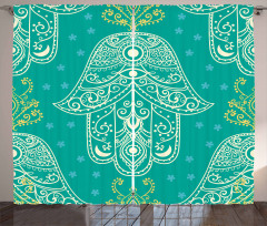 Hamsa Pattern Daisies Curtain