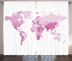 World Map Continents Curtain