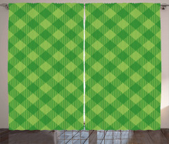 Retro Green Checkered Curtain