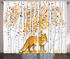 Fox Autumn Forest Curtain