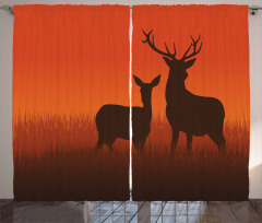 Deer Doe Autumn Curtain
