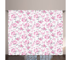 Pink Roses Spring Curtain